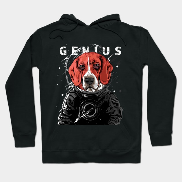 The Genius Funny Astronaut Beagle in Space Hoodie by PunnyPoyoShop